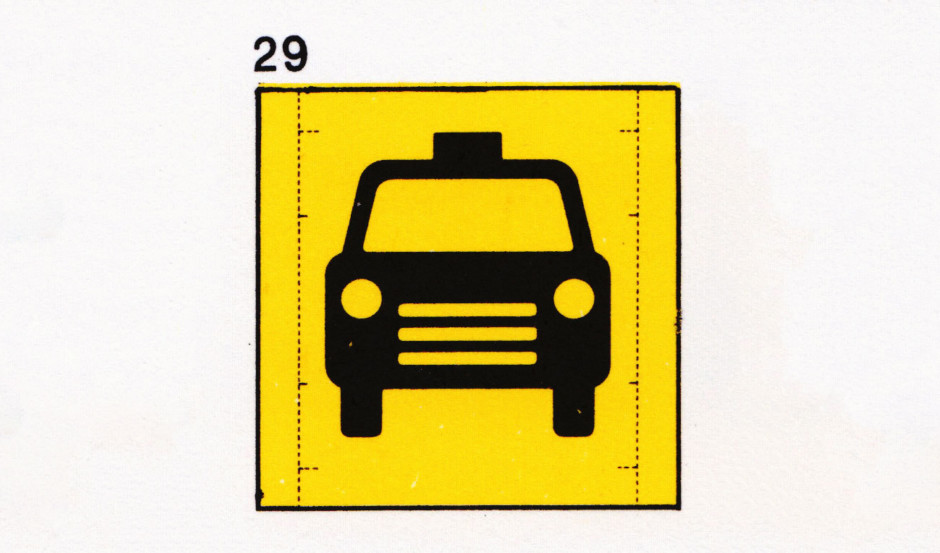 Taxi symbol designed by Andrew Haig, 1972